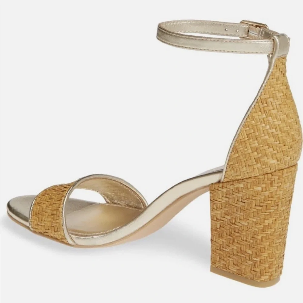 Lilly Pulitzer Amber Lynn Straw Sandal Heels Ankle Strap size 9.5 - Picture 2 of 11